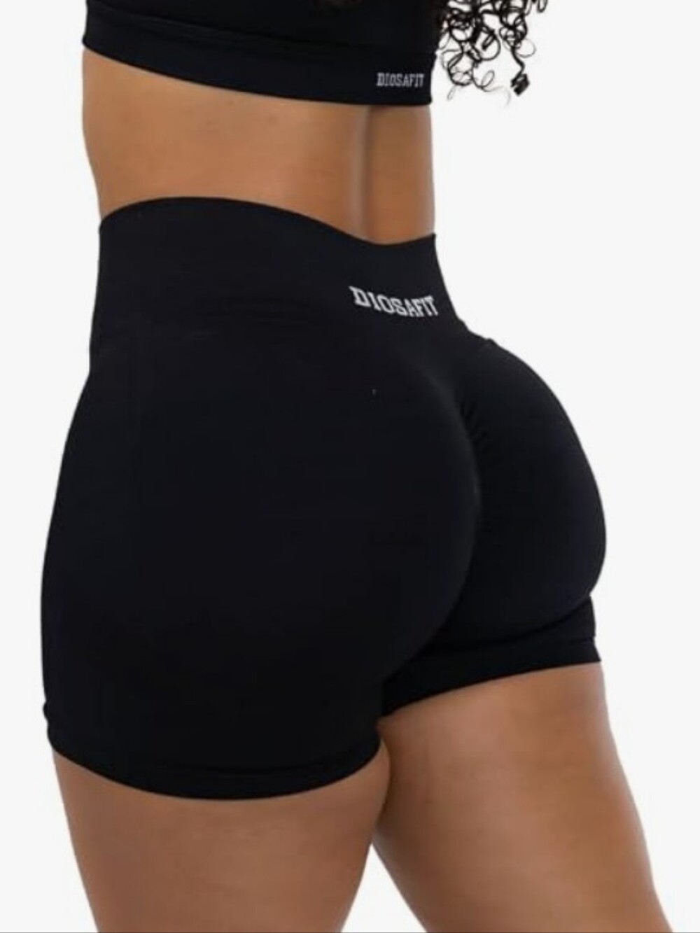 Diosa Fit Black Radiant Seamless Scrunch Booty Lifting Gym Short High Waist 4" S